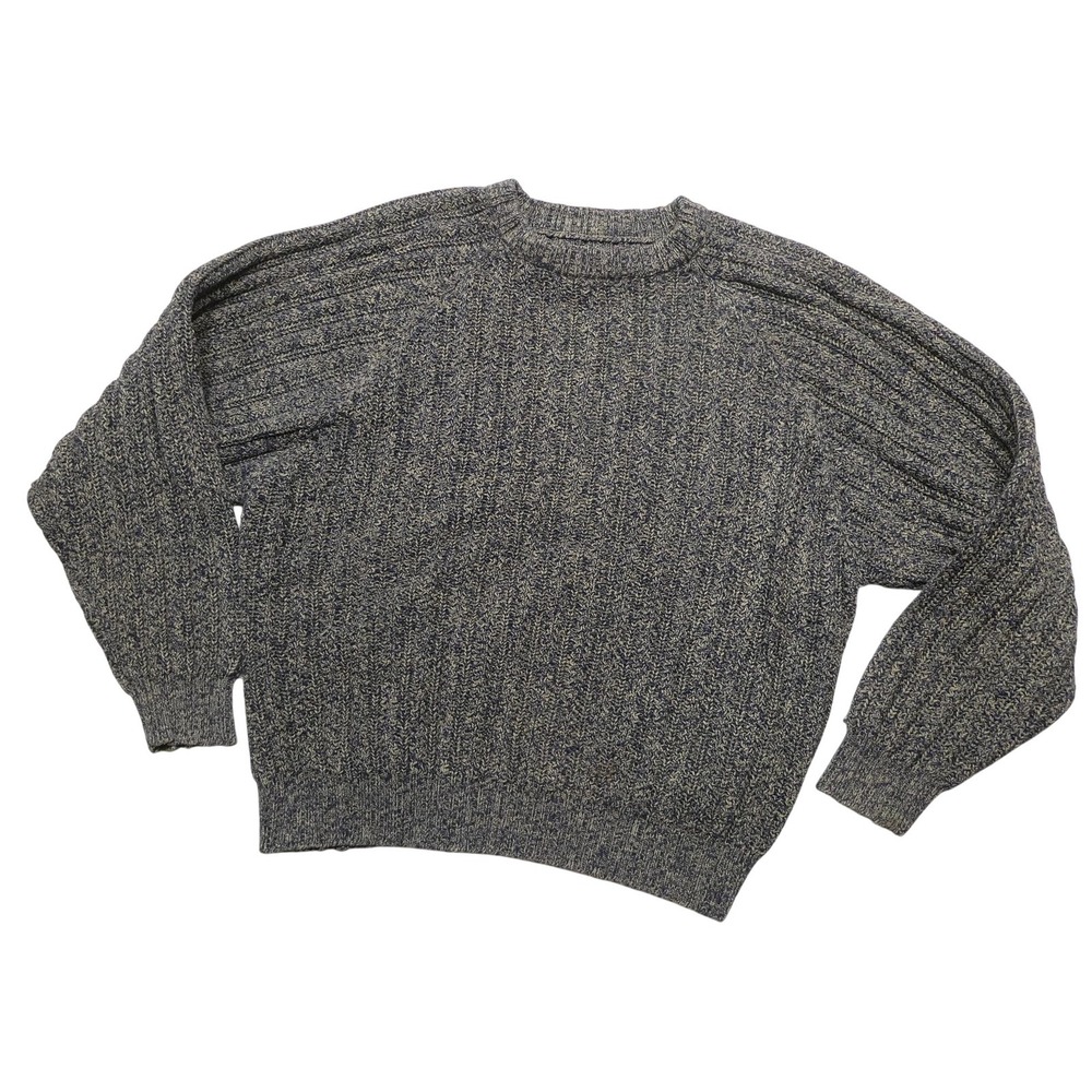 Vintage Willis & Geiger Sweater Mens M Gray Chunky Knit Crewneck Hong Kong